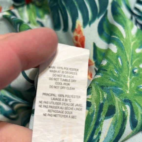 BOOHOO Size 14 Green Orange Palm Leaf High Waist Shorts Ruffle Tropical Peplum - Picture 6 of 6